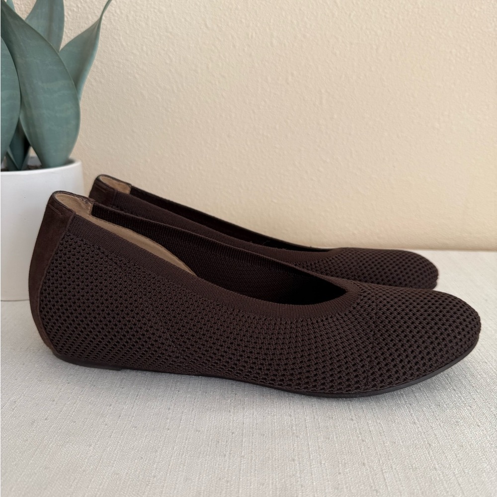 Eileen Fisher Brown Comfort Knit Low Wedge Flats